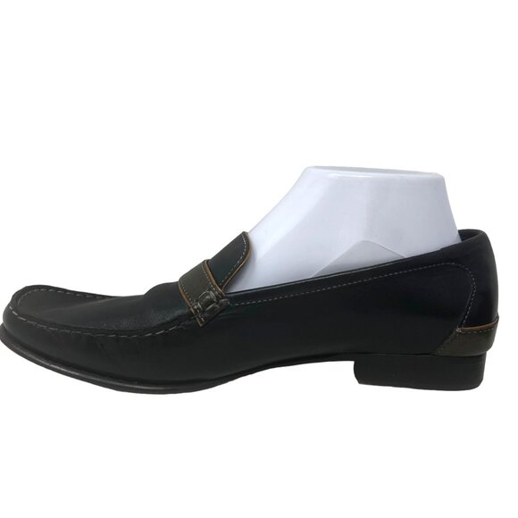 Cole Haan‎ Black Green Leather Moc Toe Loafer Leather Sole Size 9B - Picture 5 of 9